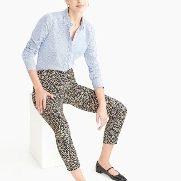 J.Crew Women's Winnie Pant Leopard Print Slim Ankle Length Pants Size 00 - Picture 1 of 8